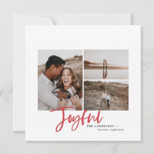 Joyful simple elegant multi photo christmas card