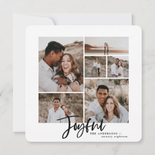 Joyful simple elegant multi photo christmas card