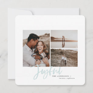 Joyful simple elegant multi photo christmas card