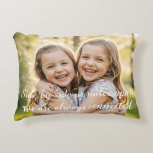 Joyful Sisters Hugging in Warm Sunlight, Emotional Accent Pillow