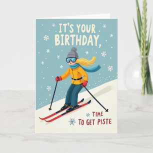 Joyful Skier Birthday Card