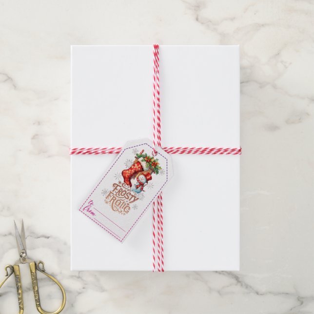 Joyful snowman Christmas gift tags (With Twine)