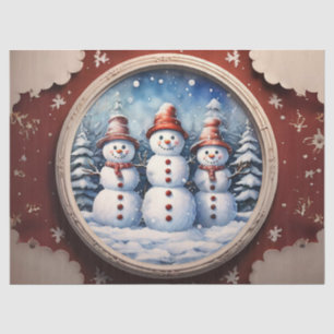 Joyful Snowman Family with Accessories Decoupage C Tissue Paper