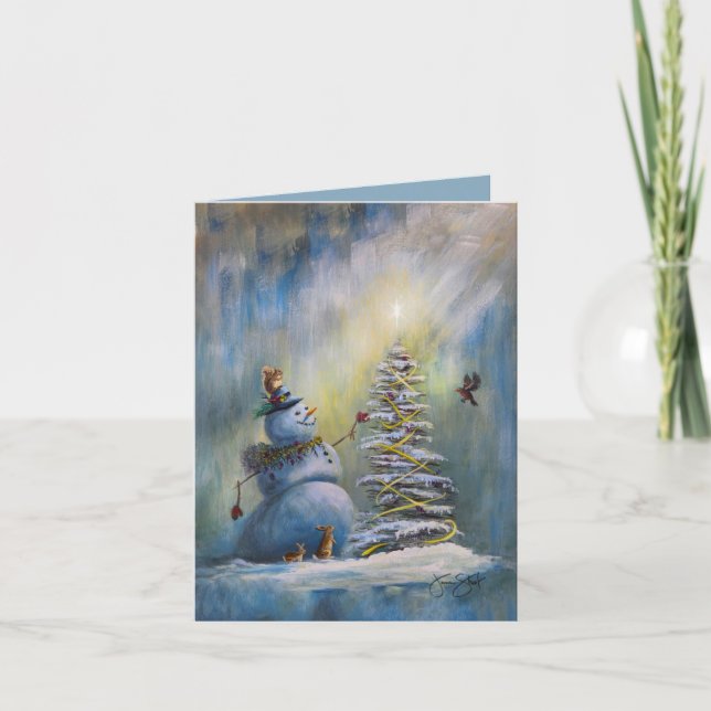 Joyful Snowman - hand painted Card (Front)