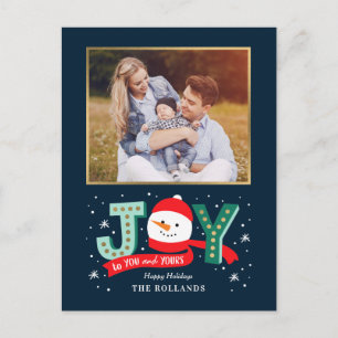 Joyful Snowman Holiday Photo Card Postcard