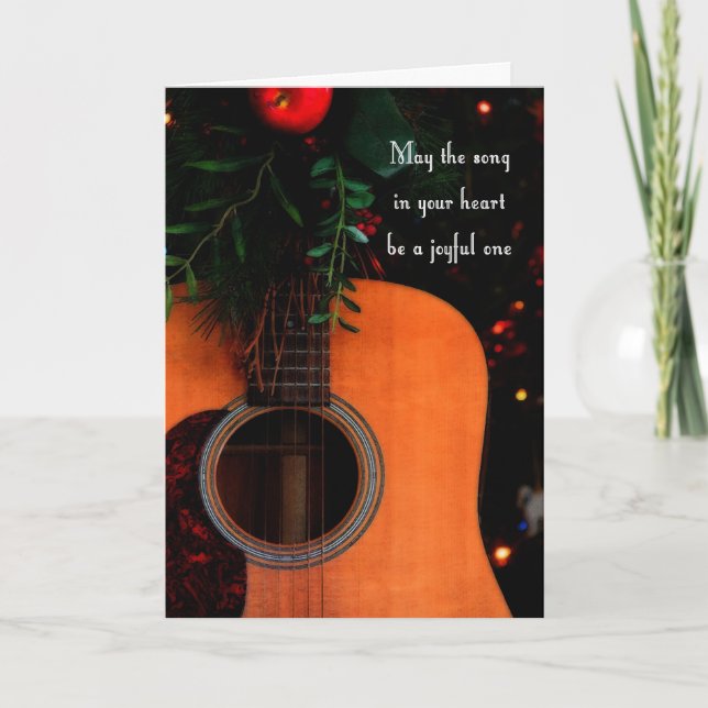 Joyful Song Acoustic Guitar Christmas Card (Front)