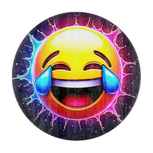 Joyful Splash: Laughing Emoji Art Cutting Board