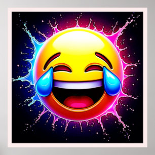 Joyful Splash: Laughing Emoji Art Poster