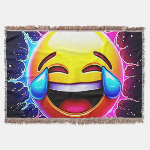 Joyful Splash: Laughing Emoji Art Throw Blanket