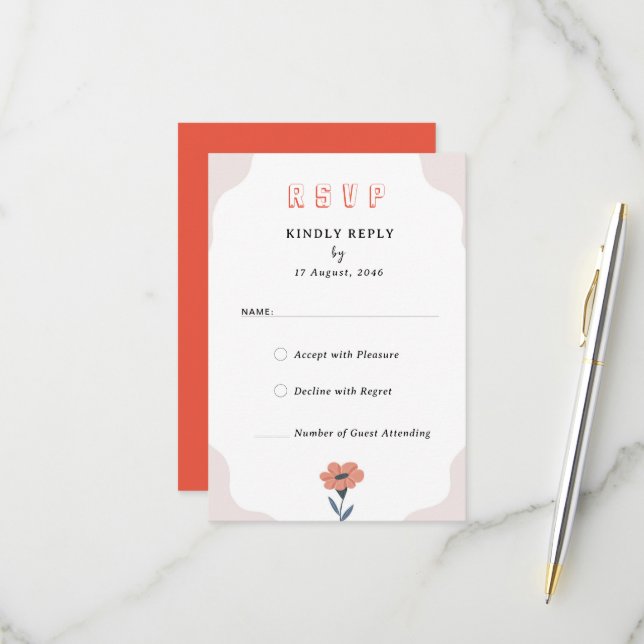Joyful Spring Floral Wedding Invitation RSVP cards (Front/Back In Situ)