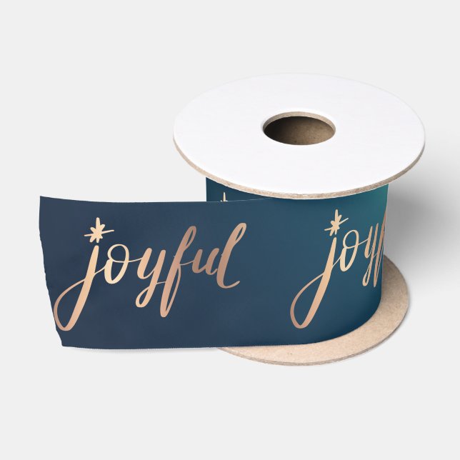 Joyful,Star Green Christmas Satin Ribbon (Spool)