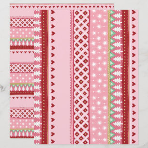 Joyful Stripe Pink Christmas Scrapbook Paper