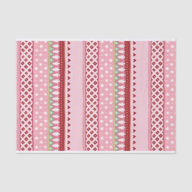 Joyful Stripe Pink Christmas Tissue Paper (Front)