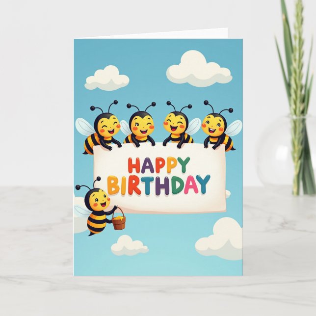 Joyful Striped Figures Card (Front)