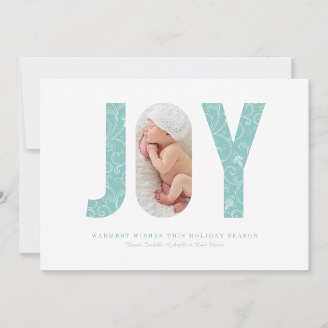 Joyful Swirls | Light Blue Holiday Card (Front)