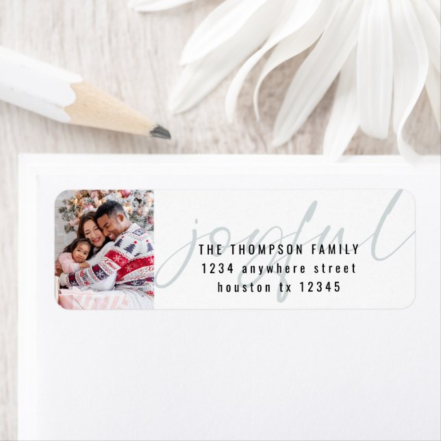 Joyful Text Overlay Photo Christmas Return Address (Insitu)