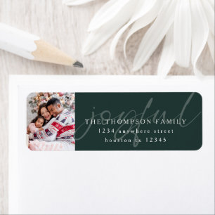 Joyful Text Overlay Photo Return Address Green