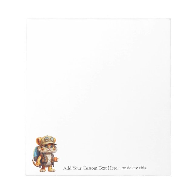 Joyful Tiger Cub with Backpack and coffee Notepad (Front)