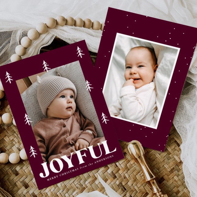 Joyful Trees Wine 2 Photo Holiday Card (Creator Uploaded)