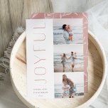 Joyful Trio | Modern 3 Photo Collage Holiday Card<br><div class="desc">A chic and elegant holiday card design featuring three photos aligned at the right in a vertical layout. "Joyful" appears alongside your photo in understated,  modern type. Personalize with your family name and custom holiday greeting beneath for the perfect finishing touch to these cool minimalist Christmas 2021 photo cards.</div>
