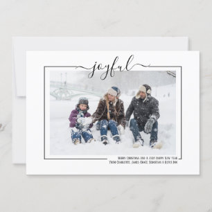 Joyful Typography Photo Personalized Christmas Holiday Card