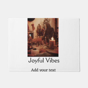 Joyful Vibes add family Christmas photo name simpl Doormat