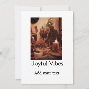 Joyful Vibes add family Christmas photo name simpl Invitation