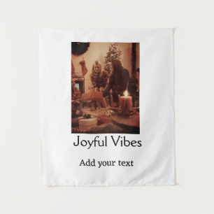 Joyful Vibes add family Christmas photo name simpl Tapestry