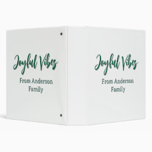 Joyful vibes christmas green holiday family name binder