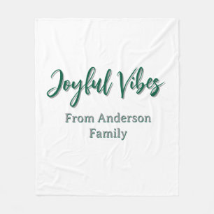 Joyful vibes christmas green holiday family name fleece blanket