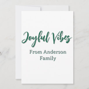 Joyful vibes christmas green holiday family name invitation