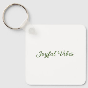 Joyful vibes christmas green holiday family name keychain