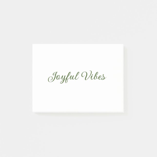 Joyful vibes christmas green holiday family name post-it notes (Front)