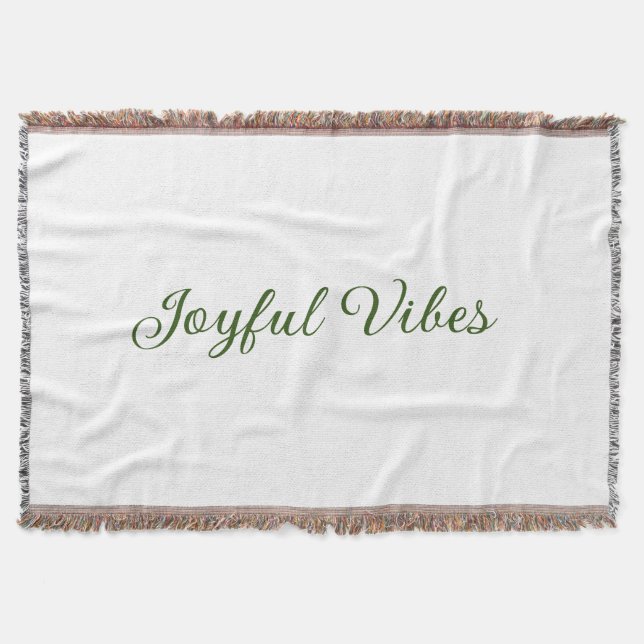 Joyful vibes christmas green holiday family name throw blanket (Front)