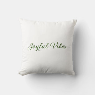 Joyful vibes christmas green holiday family name throw pillow