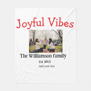 Joyful vibes Christmas holidays family photo gifts Fleece Blanket
