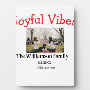 Joyful vibes Christmas holidays family photo gifts Plaque