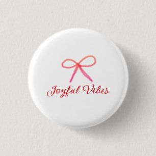 Joyful vibes christmas RED BOW holiday family name 1 Inch Round Button
