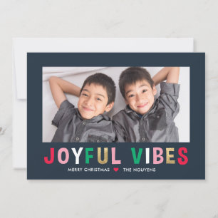 Joyful Vibes Editable Colour Holiday Photo Card