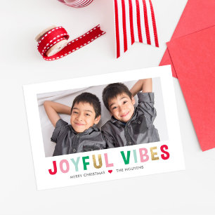 Joyful Vibes Editable Colour Holiday Photo Card