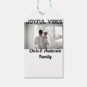 Joyful Vibes father son family Christmas holiday p Gift Tags