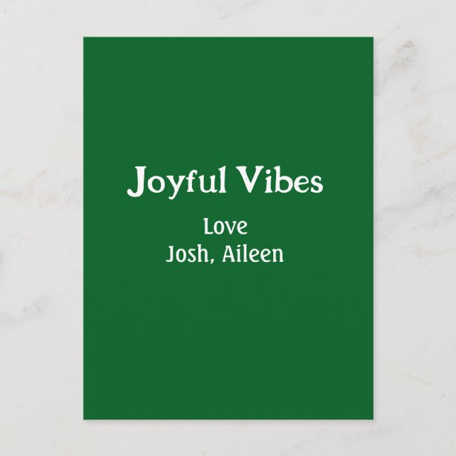 Joyful Vibes green Christmas holidays love family Postcard (Front)