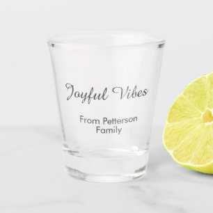 Joyful Vibes red Christmas add family name date Shot Glass