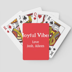 Joyful Vibes red Christmas holidays love family si Playing Cards