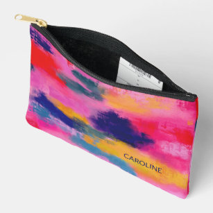 Joyful Vibrant Abstract Pink Accessory Pouch