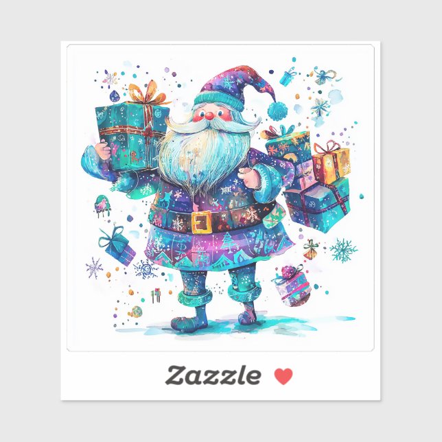 Joyful Violet Santa Spreads Christmas Cheer (Sheet)
