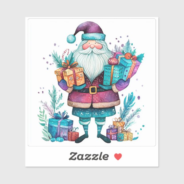 Joyful Violet Santa With Gifts (Sheet)