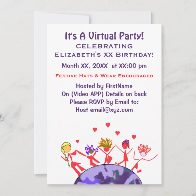 Joyful Virtual Party Invitation (Front)