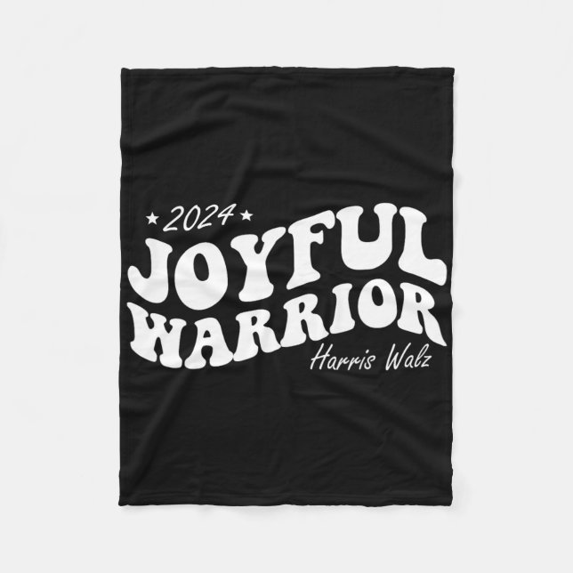 Joyful Warrior Kamala Harris Tim Walz 2024 Groovy  Fleece Blanket (Front)
