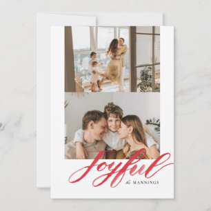 Joyful Watercolor Brush Lettering Flat Holiday Card